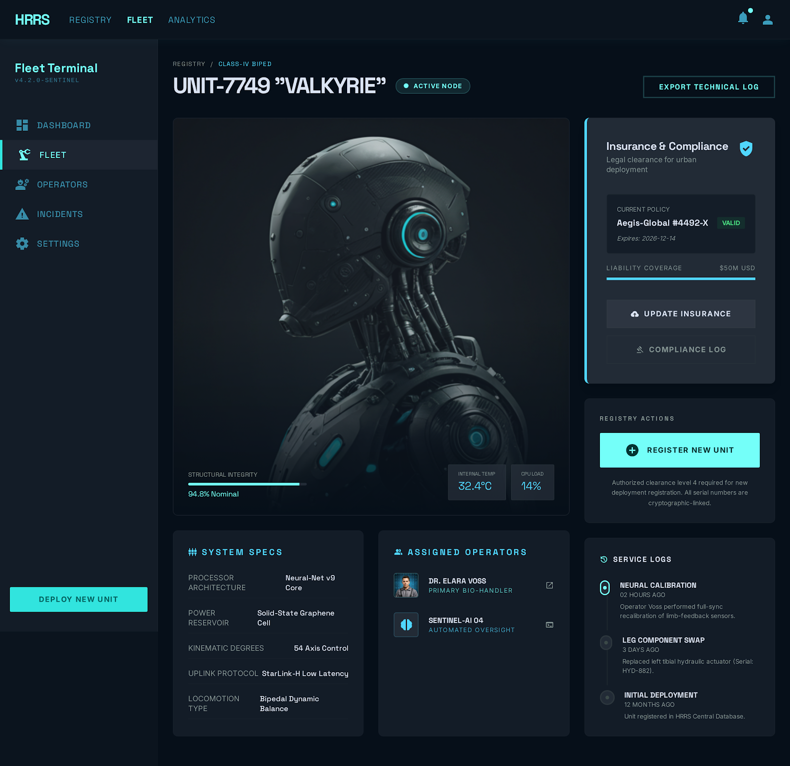 HRRS insurance and compliance screenshot